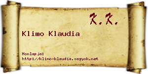 Klimo Klaudia névjegykártya